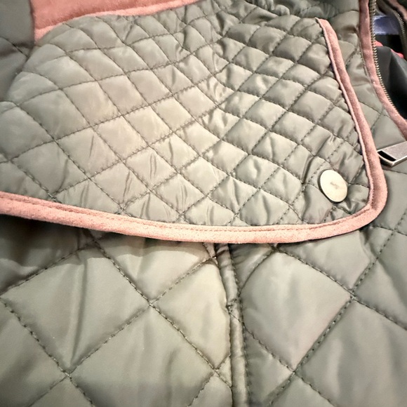 Laura Scott Green Quilted Jacket with Belt and Tan Faux-Suede Trim Size XL - Picture 9 of 11